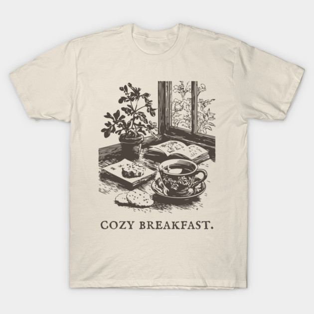 Cozy Breakfast on a Rainy Window Morning T-Shirt by TuncGK