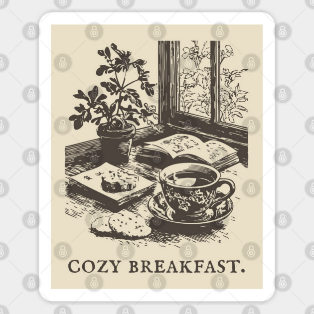 Cozy Breakfast on a Rainy Window Morning Sticker by TuncGK
