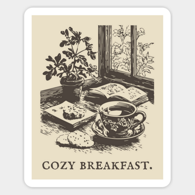 Cozy Breakfast on a Rainy Window Morning Magnet by TuncGK