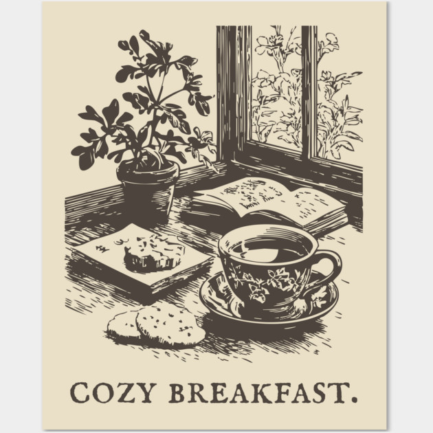 Cozy Breakfast on a Rainy Window Morning Wall Art by TuncGK