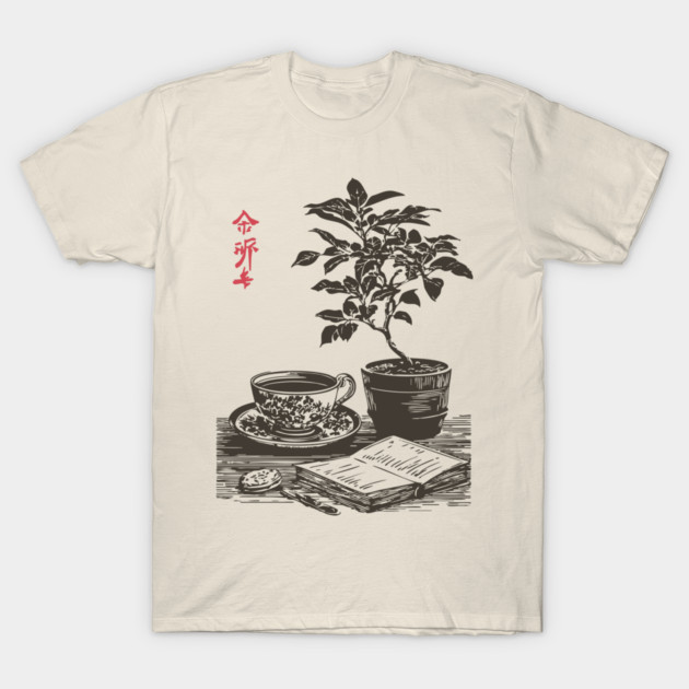Mindful Morning Tea and Journaling with a Houseplant T-Shirt by TuncGK
