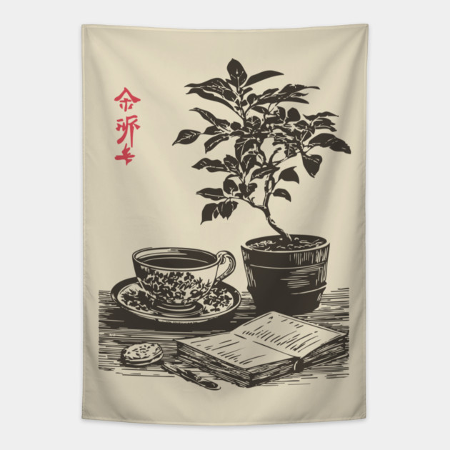 Mindful Morning Tea and Journaling with a Houseplant Tapestry by TuncGK