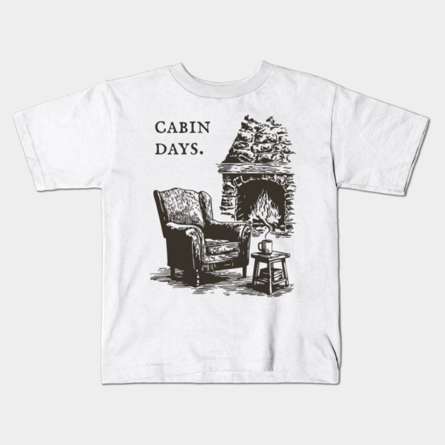 Rustic Cabin Days by a Roaring Stone Fireplace Kids T-Shirt by TuncGK