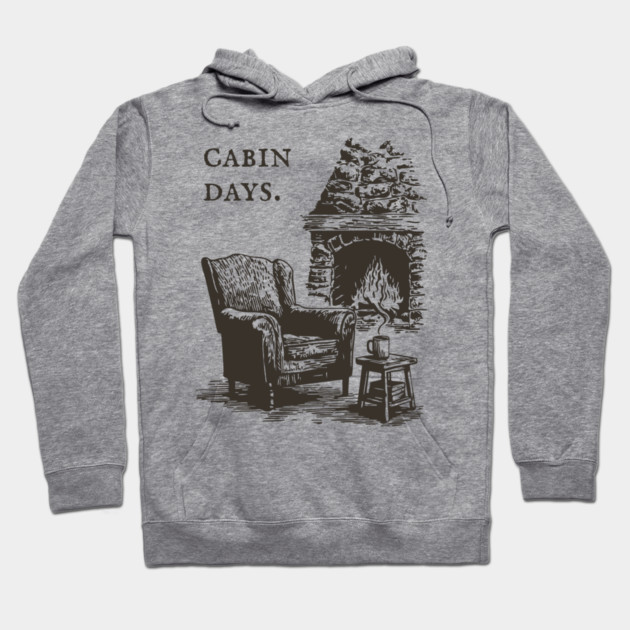 Rustic Cabin Days by a Roaring Stone Fireplace Hoodie by TuncGK