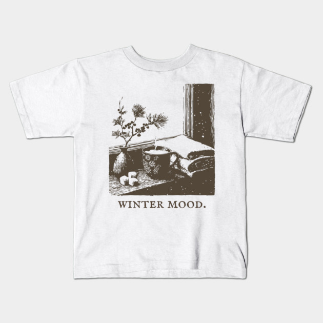Winter Mood for a Snowy Day Spent Reading by the Window Kids T-Shirt by TuncGK