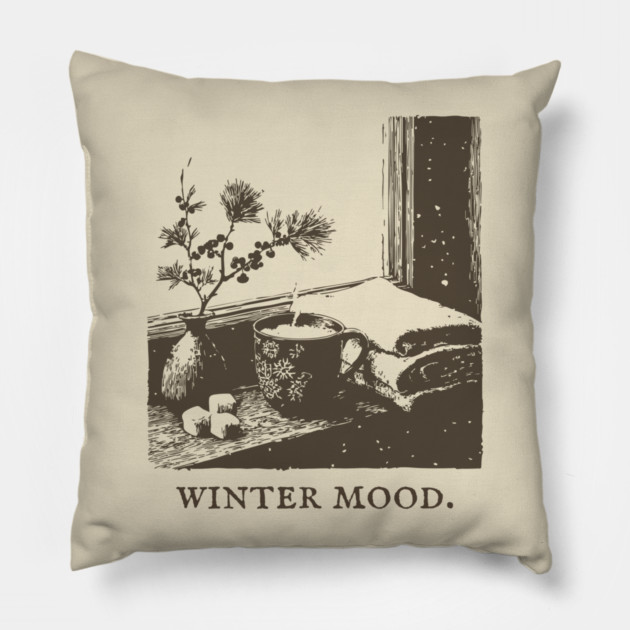 Winter Mood for a Snowy Day Spent Reading by the Window Pillow by TuncGK
