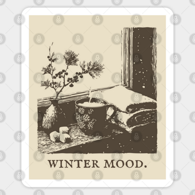 Winter Mood for a Snowy Day Spent Reading by the Window Sticker by TuncGK