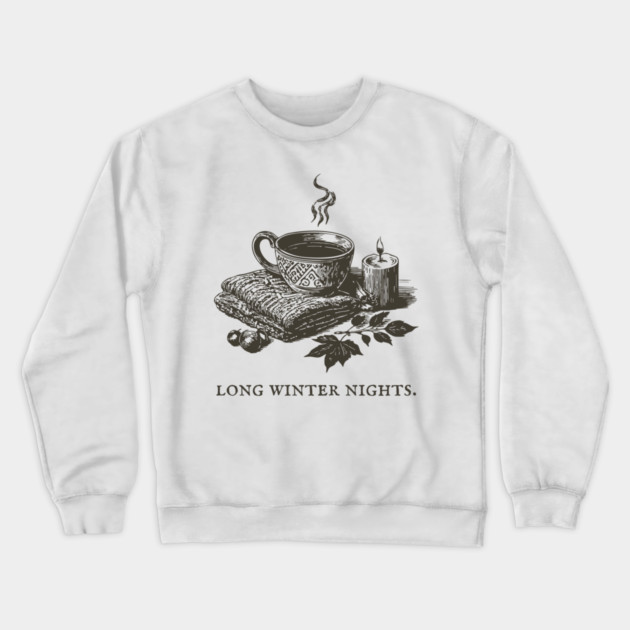 Cozying Up for Long Winter Nights with Tea and a Candle Crewneck Sweatshirt by TuncGK
