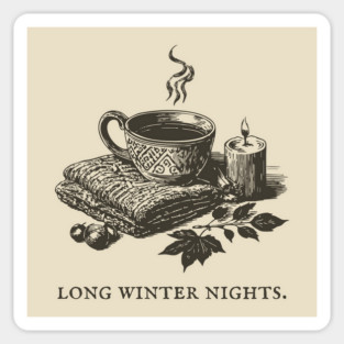 Cozying Up for Long Winter Nights with Tea and a Candle Sticker