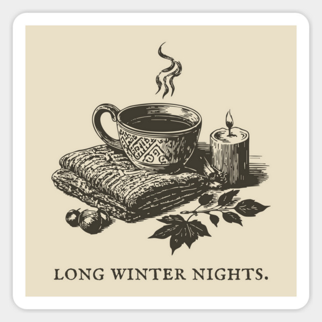 Cozying Up for Long Winter Nights with Tea and a Candle Magnet by TuncGK