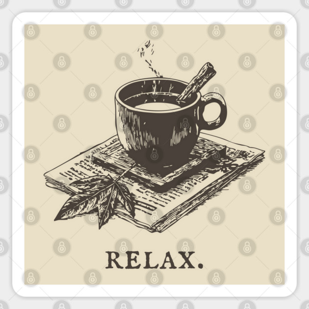 A Simple Reminder to Relax with a Hot Cup of Herbal Tea Sticker by TuncGK