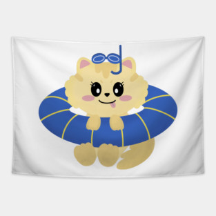 Swimming cat Tapestry