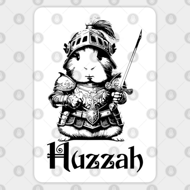 Cute Guinea Pig Knight Sends up a Cheer: Huzzah! Sticker by Luxinda