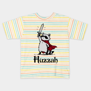 Huzzah Raccoon with Sword funny Knight design Kids T-Shirt
