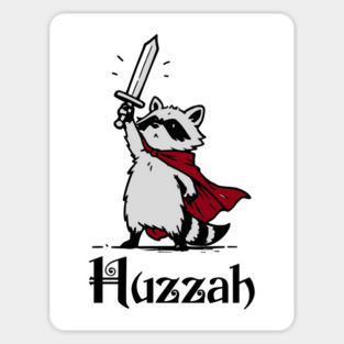 Huzzah Raccoon with Sword funny Knight design Sticker