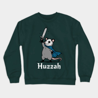 Cute Possum Knight Sends up a Cheer: Huzzah! Crewneck Sweatshirt