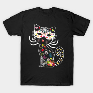 Boho Floral Cat Princess Wearing Masquerade Eyeglass Funny Cat Gift T-Shirt