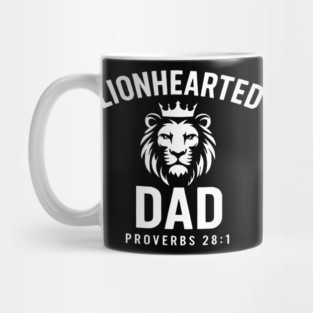 Lion-Hearted Dad Proverbs 28:1 Christian Gift Mug