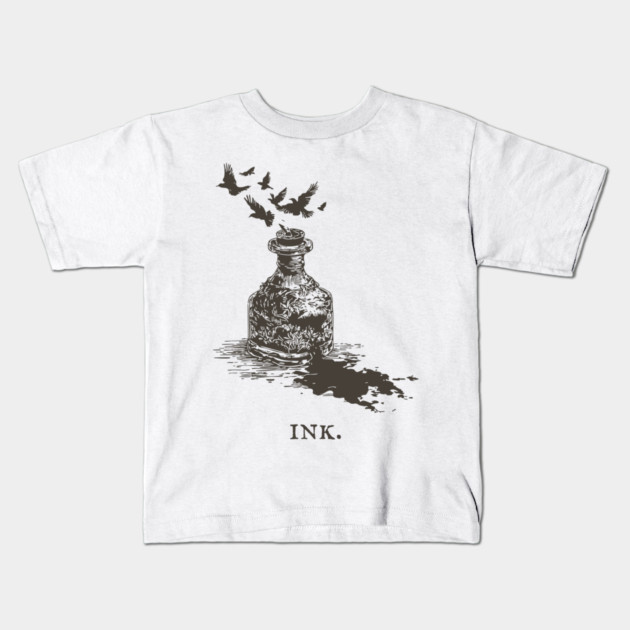 Vintage Inkwell Illustration for Writers and Poets Kids T-Shirt by TuncGK