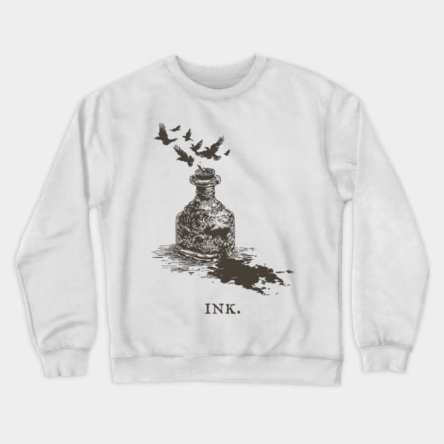 Vintage Inkwell Illustration for Writers and Poets Crewneck Sweatshirt by TuncGK