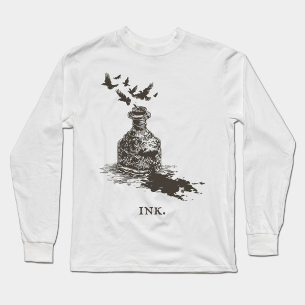 Vintage Inkwell Illustration for Writers and Poets Long Sleeve T-Shirt by TuncGK