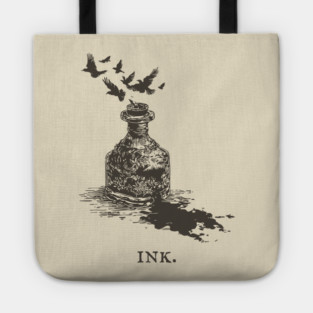 Vintage Inkwell Illustration for Writers and Poets Tote