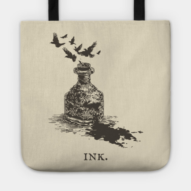 Vintage Inkwell Illustration for Writers and Poets Tote by TuncGK