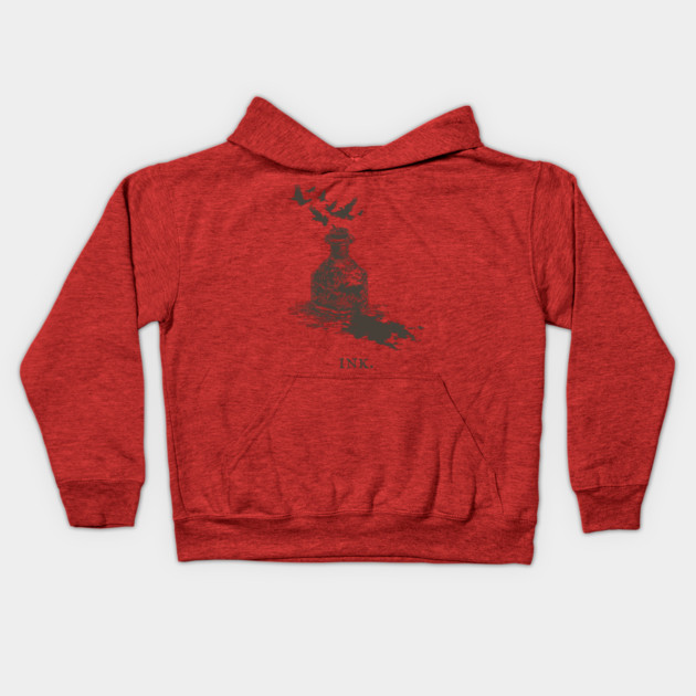 Vintage Inkwell Illustration for Writers and Poets Kids Hoodie by TuncGK