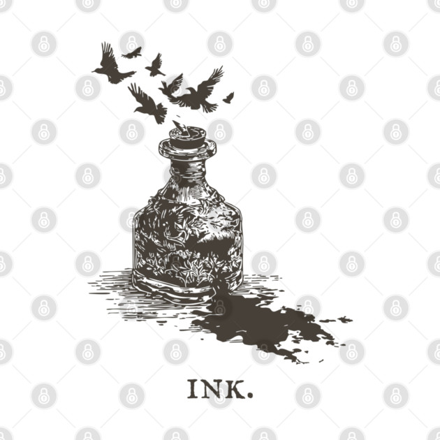 Vintage Inkwell Illustration for Writers and Poets by TuncGK