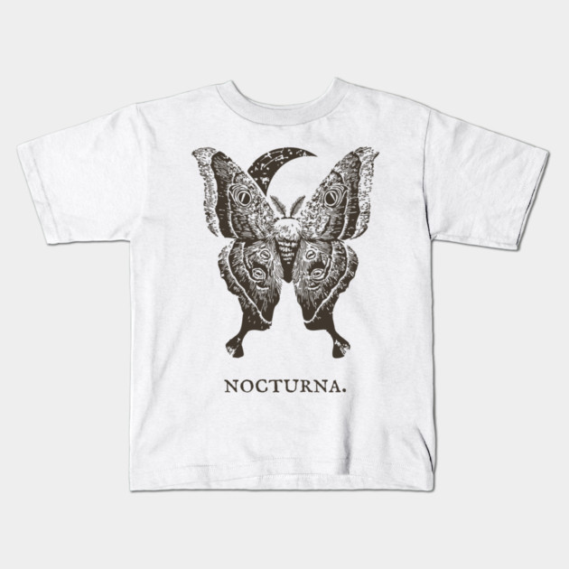 Celestial Luna Moth Vintage Gothic Illustration Kids T-Shirt by TuncGK