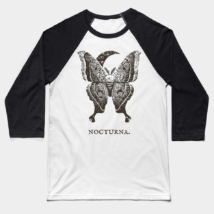 Celestial Luna Moth Vintage Gothic Illustration Baseball T-Shirt