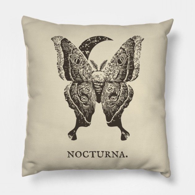 Celestial Luna Moth Vintage Gothic Illustration Pillow by TuncGK