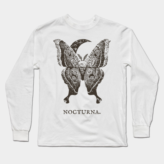 Celestial Luna Moth Vintage Gothic Illustration Long Sleeve T-Shirt by TuncGK