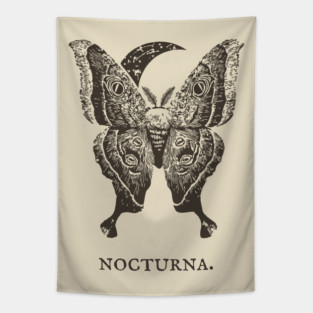 Celestial Luna Moth Vintage Gothic Illustration Tapestry