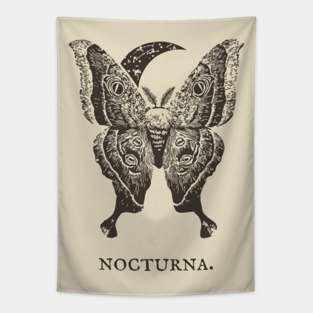 Celestial Luna Moth Vintage Gothic Illustration Tapestry by TuncGK