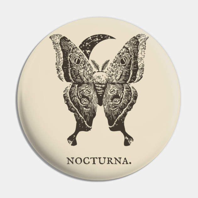Celestial Luna Moth Vintage Gothic Illustration Pin by TuncGK