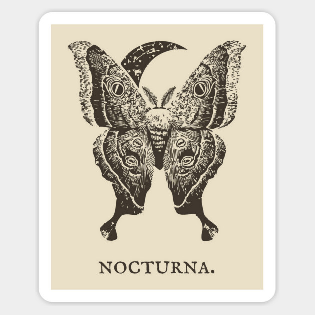 Celestial Luna Moth Vintage Gothic Illustration Magnet by TuncGK