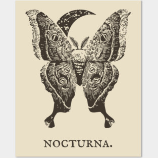 Celestial Luna Moth Vintage Gothic Illustration Posters and Art