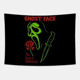 Ghost Face Horror Mask – Neon Green Halloween Slasher Tapestry