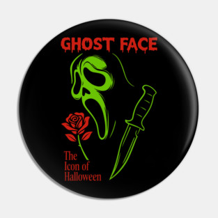 Ghost Face Horror Mask – Neon Green Halloween Slasher Pin