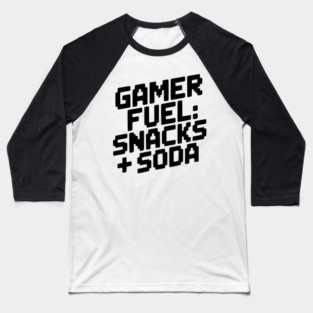 Gamer Fuel Snacks + Soda Baseball T-Shirt