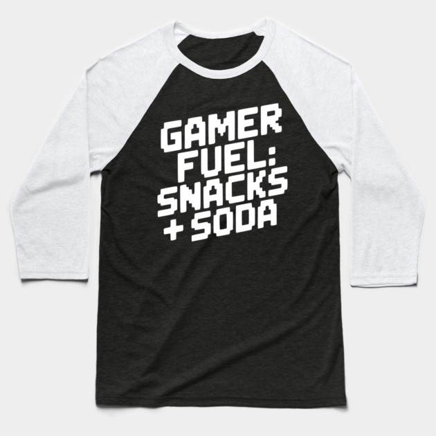 Gamer Fuel Snacks + Soda Baseball T-Shirt by Frank Ring