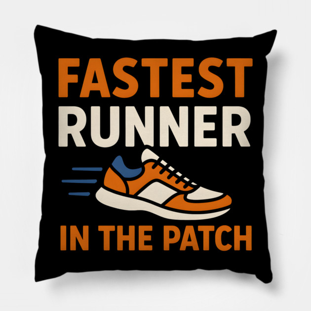 Fastest Runner in the Patch Funny Pumpkin Halloween Graphic Pillow by MakerMind8.2