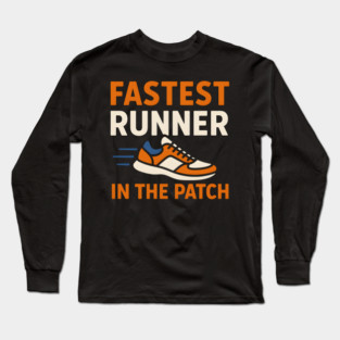 Fastest Runner in the Patch Funny Pumpkin Halloween Graphic Long Sleeve T-Shirt