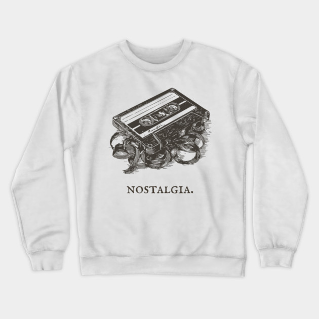 Retro Cassette Tape Analog Nostalgia Illustration Crewneck Sweatshirt by TuncGK