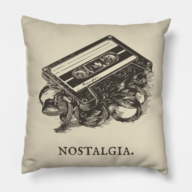 Retro Cassette Tape Analog Nostalgia Illustration Pillow by TuncGK