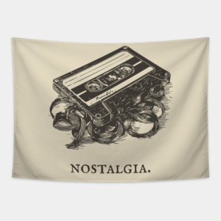 Retro Cassette Tape Analog Nostalgia Illustration Tapestry