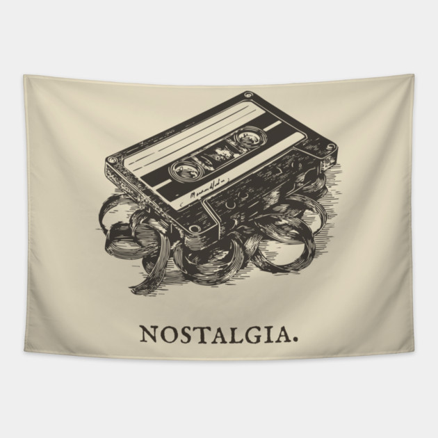 Retro Cassette Tape Analog Nostalgia Illustration Tapestry by TuncGK