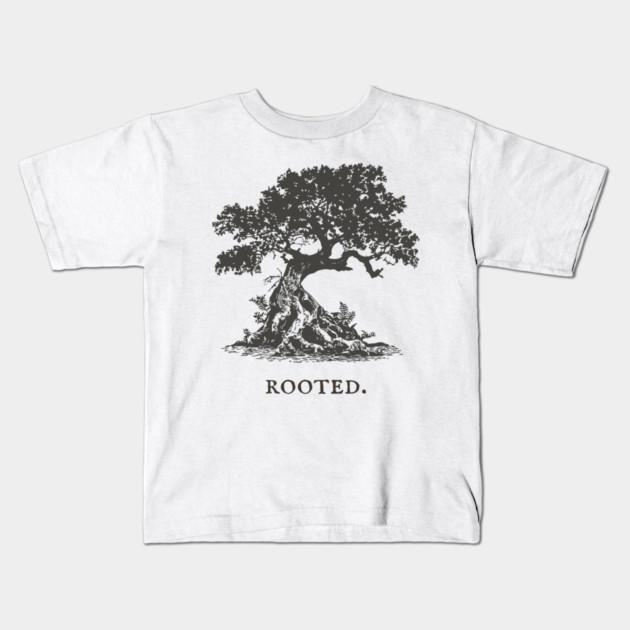 Ancient Oak Tree of Life Vintage Nature Illustration Kids T-Shirt by TuncGK