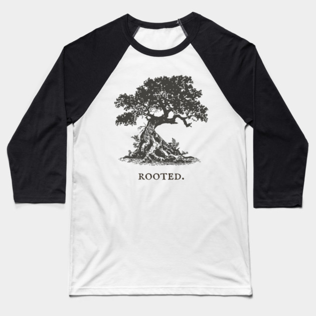 Ancient Oak Tree of Life Vintage Nature Illustration Baseball T-Shirt by TuncGK